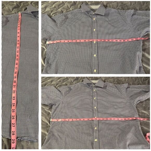 Jack Stone by Thomas Dean Gingham Plaid Casual Button Down Shirt Cotton Purple L - Picture 8 of 8